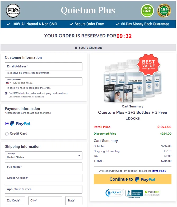 Quietum Plus Checkout Page